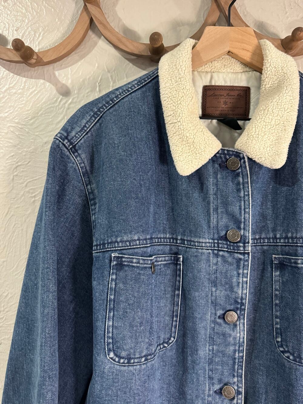 Lauren Jeans Co. Vintage Denim Chore Jacket Sherpa Collar 2XL